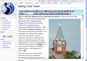 WYSIWYG Wiki editor screenshot